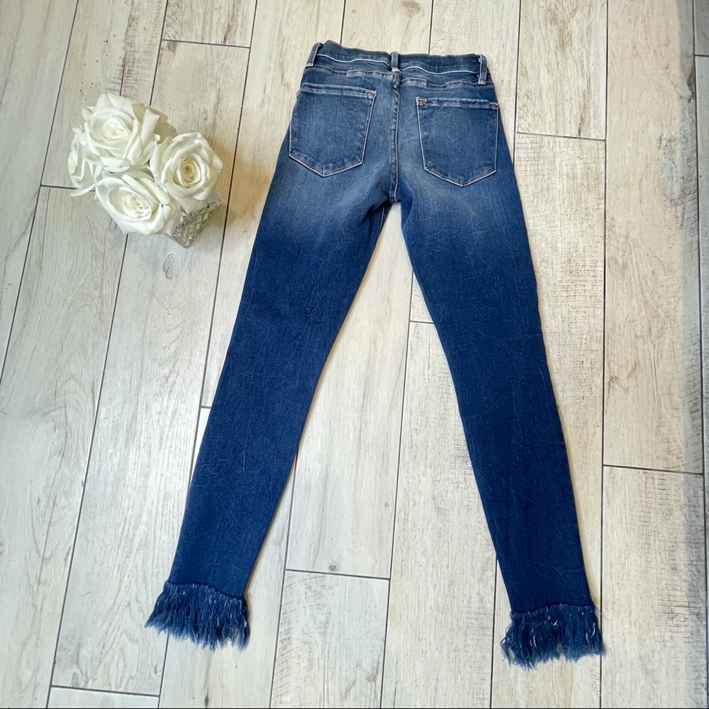 Frame Denim Blue Le Skinny Jeans Raw Hem Size 24 - Picture 5 of 9